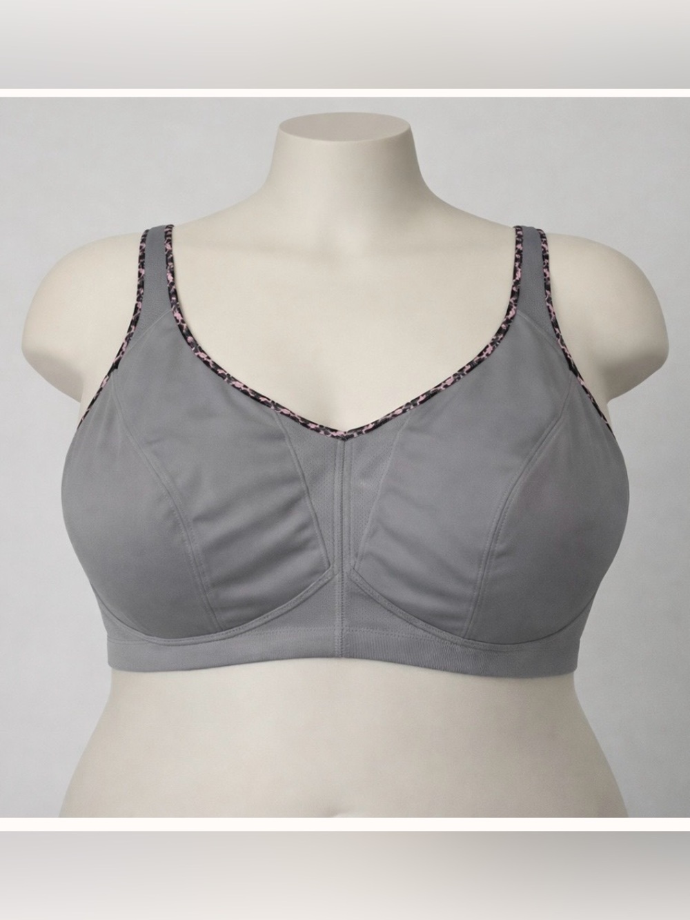 Glamorise 46H Sports Bra Gray Full Figure No Bounce Camisole Wireless 1066